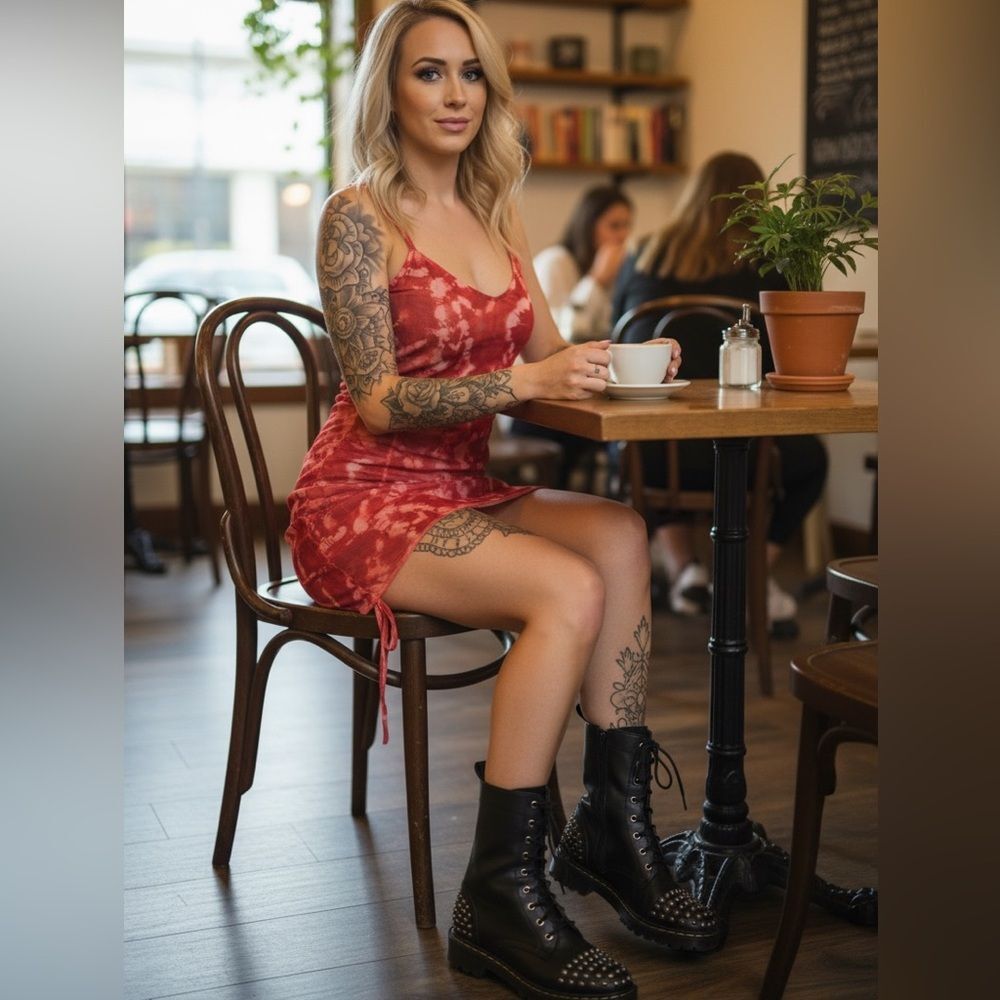 PrettyLittleThing Cowl Neck Burnt Orange and Black TyeDye Mesh Ruched Mini Dress